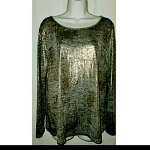 Lila P Metallic Sparkle Long Sleeved Blouse